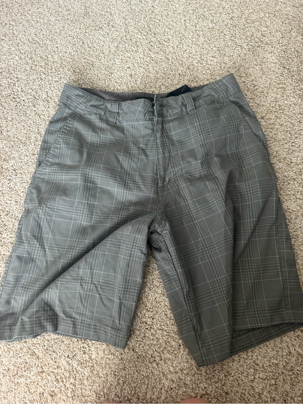 O'Neill Men's Gray Plaid Flat-Front Shorts